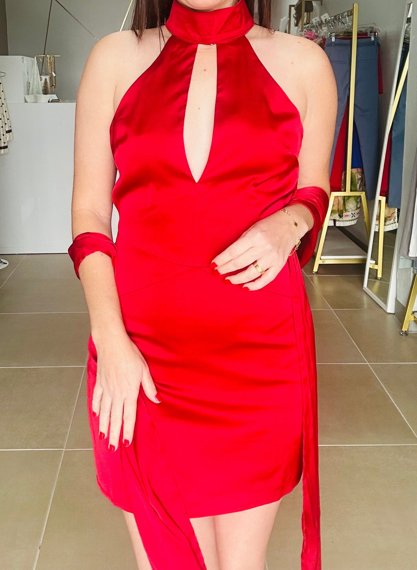 Red Satin Mini Dress