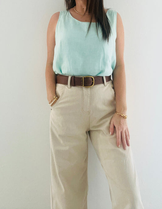 Linen Mint Bubble Top