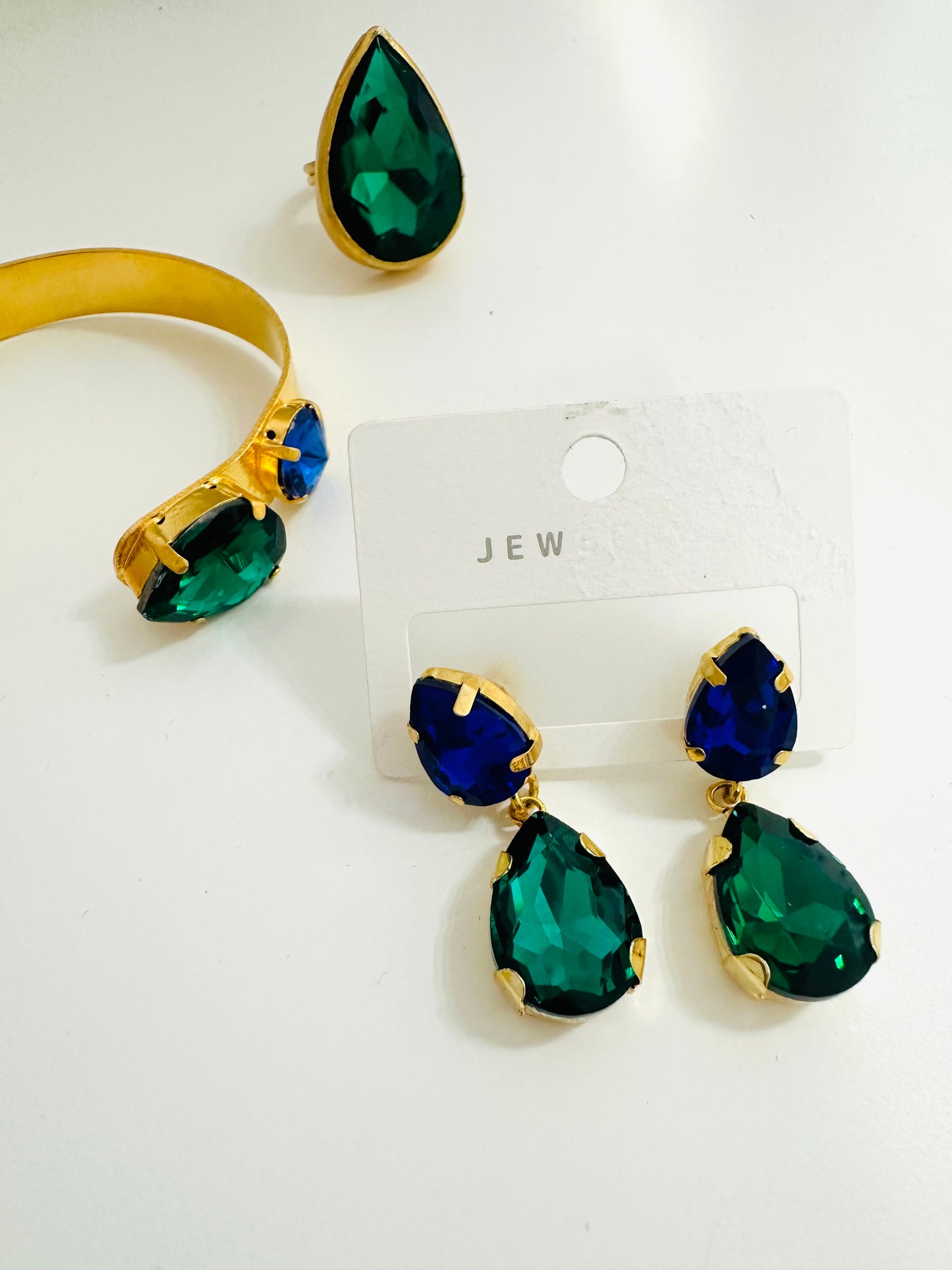 Green Gold Plated Cuff + Earring