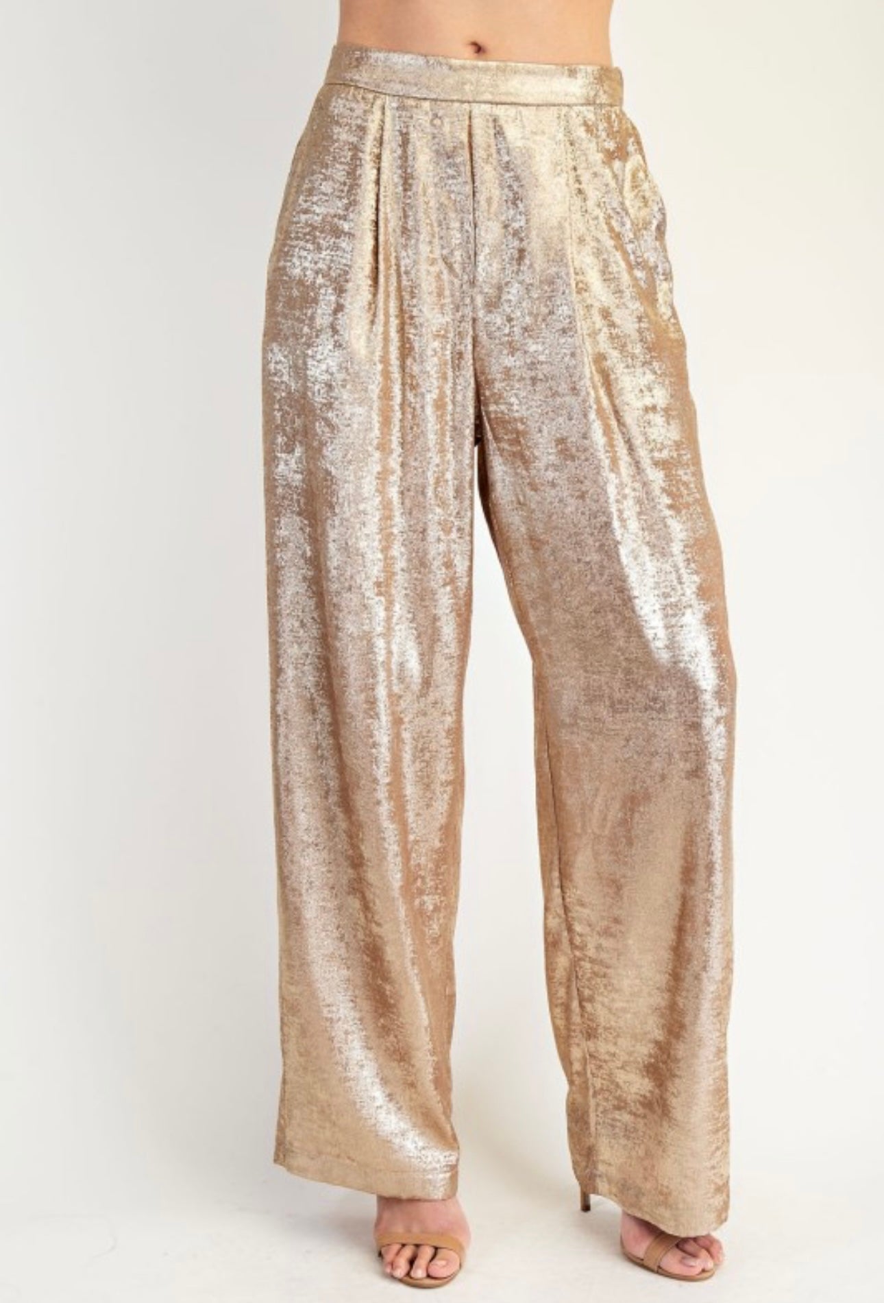 Gold Shimmer One Shoulder Top +Pant Set