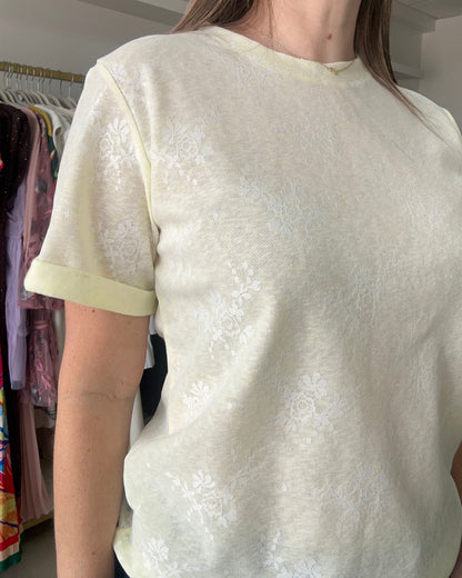 Yellow Lace Print Shirt