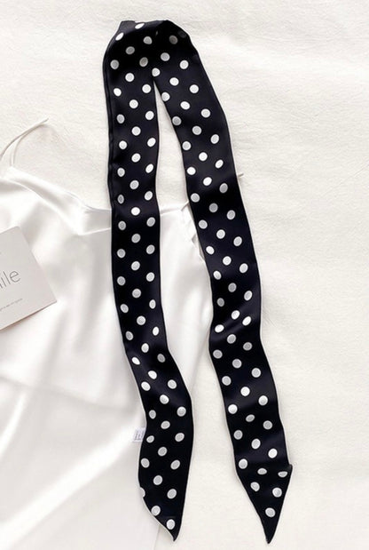 Black White Polka Dots Hair/ Neck Tie