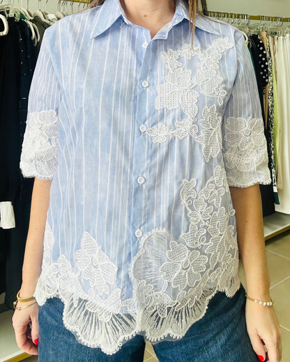 Stripes Button down Blue Top