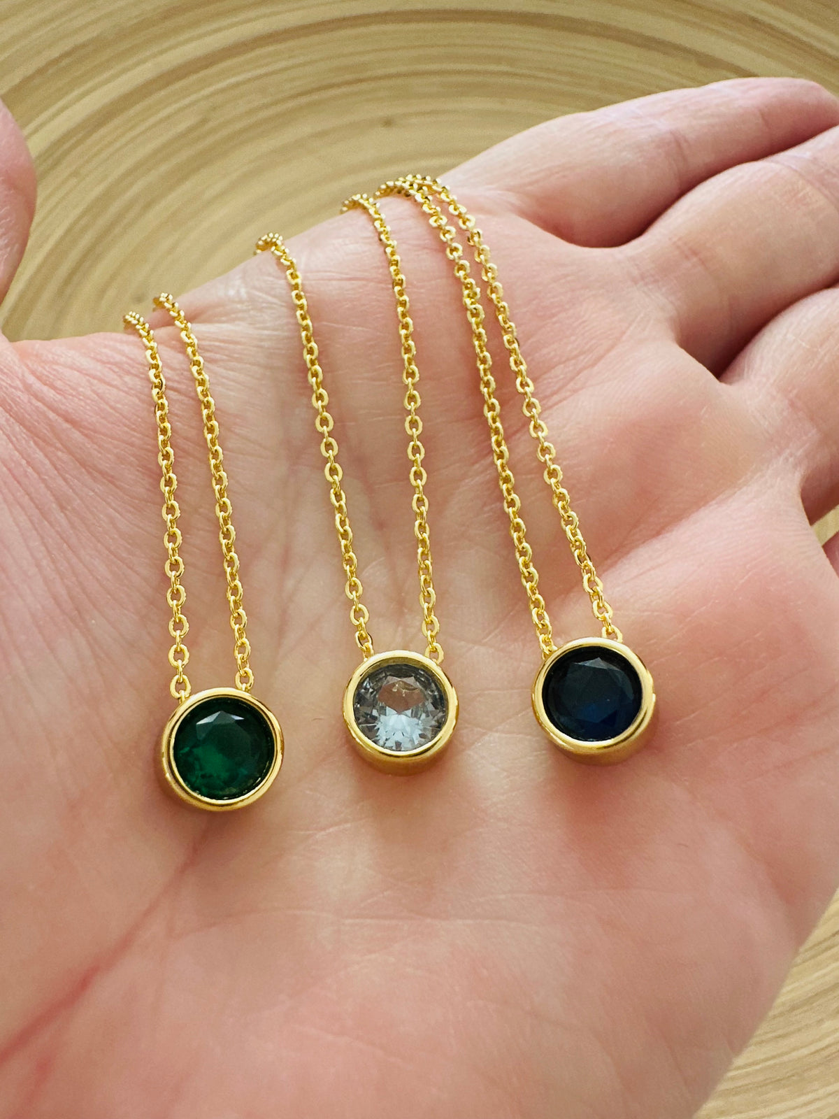 Mini Round Gem Necklace