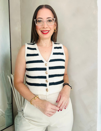 Knit cropped Stripes Vest
