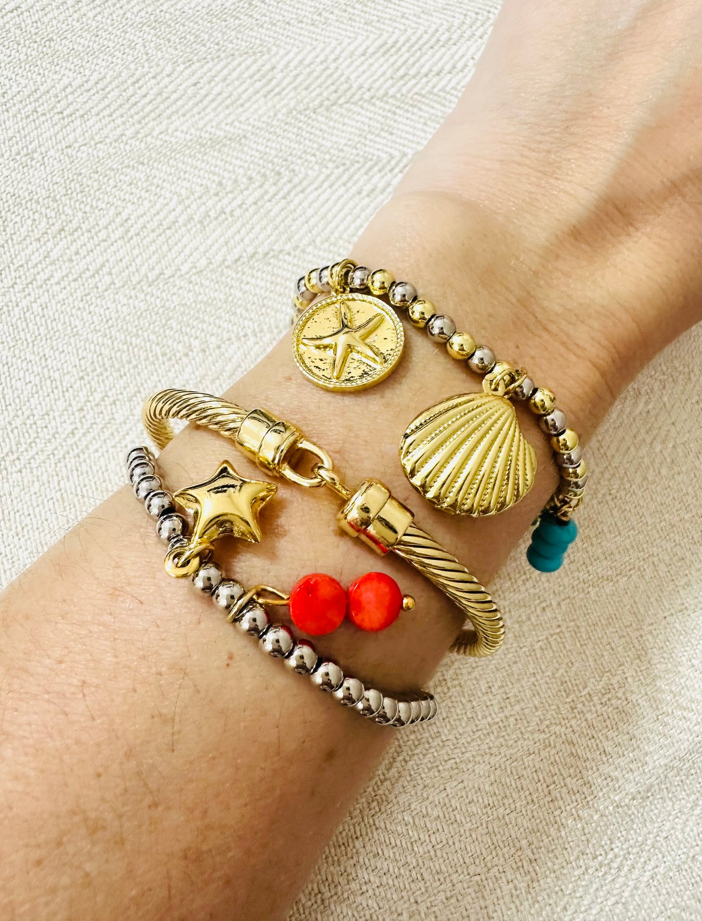 Beach Charms Bracelet- 2 tone