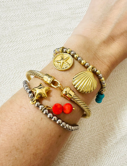 Beach Charms Bracelet- 2 tone