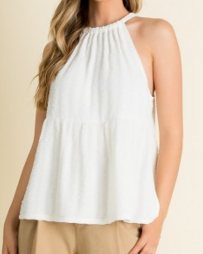 White Halter Top  PLUS size