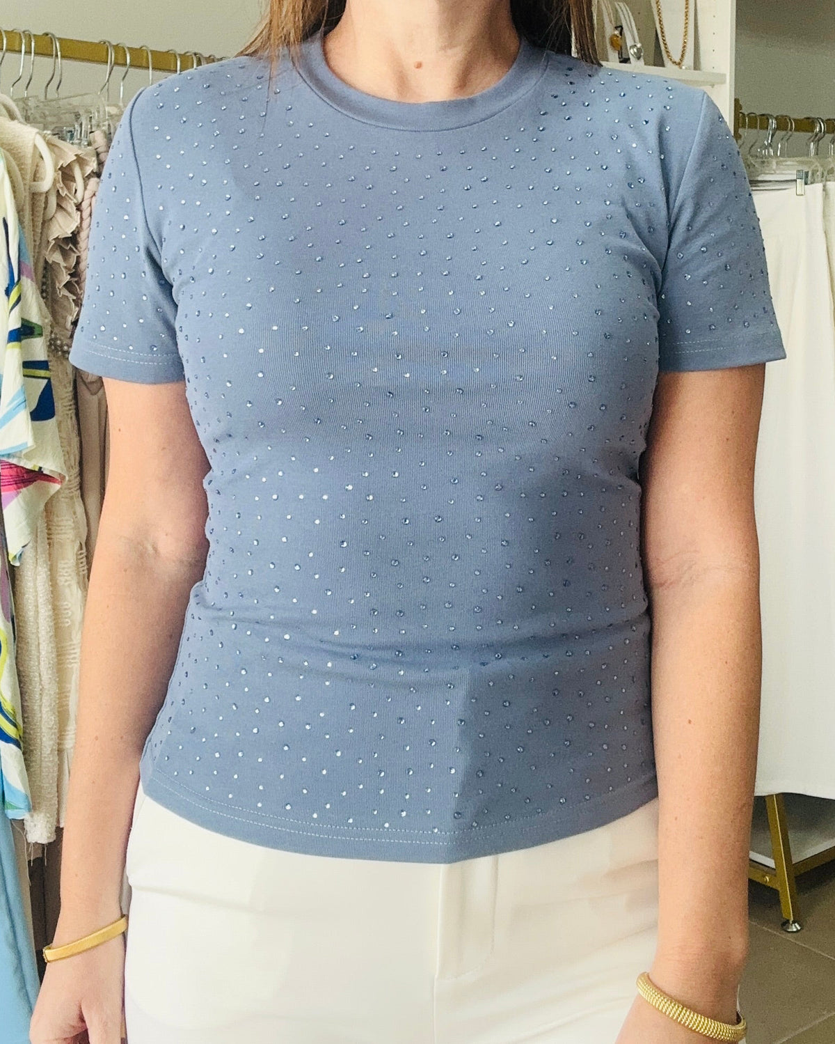 Blue Rhinestone Tee.