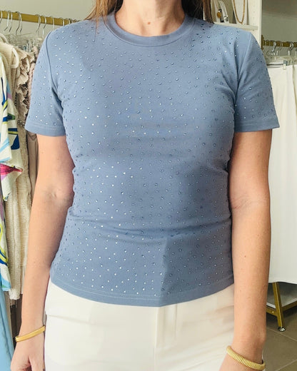 Blue Rhinestone Tee.