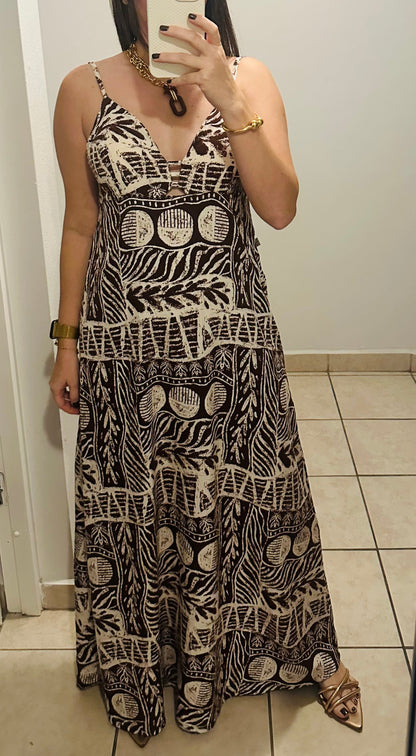 Brown print Maxi dress