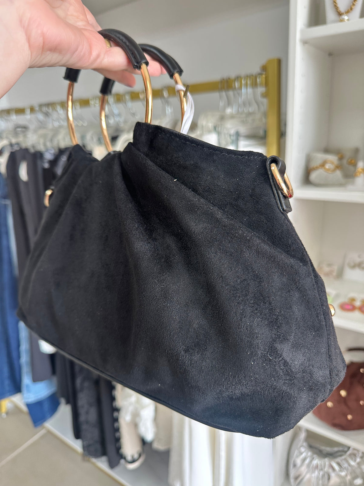 Black Suede Handbag