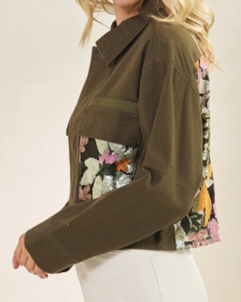 OLIVE-SEQUIN JACKET (pre- order now! Arrive 14/sept) (Copy)