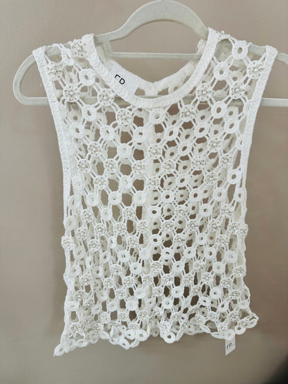 White Crochet Top