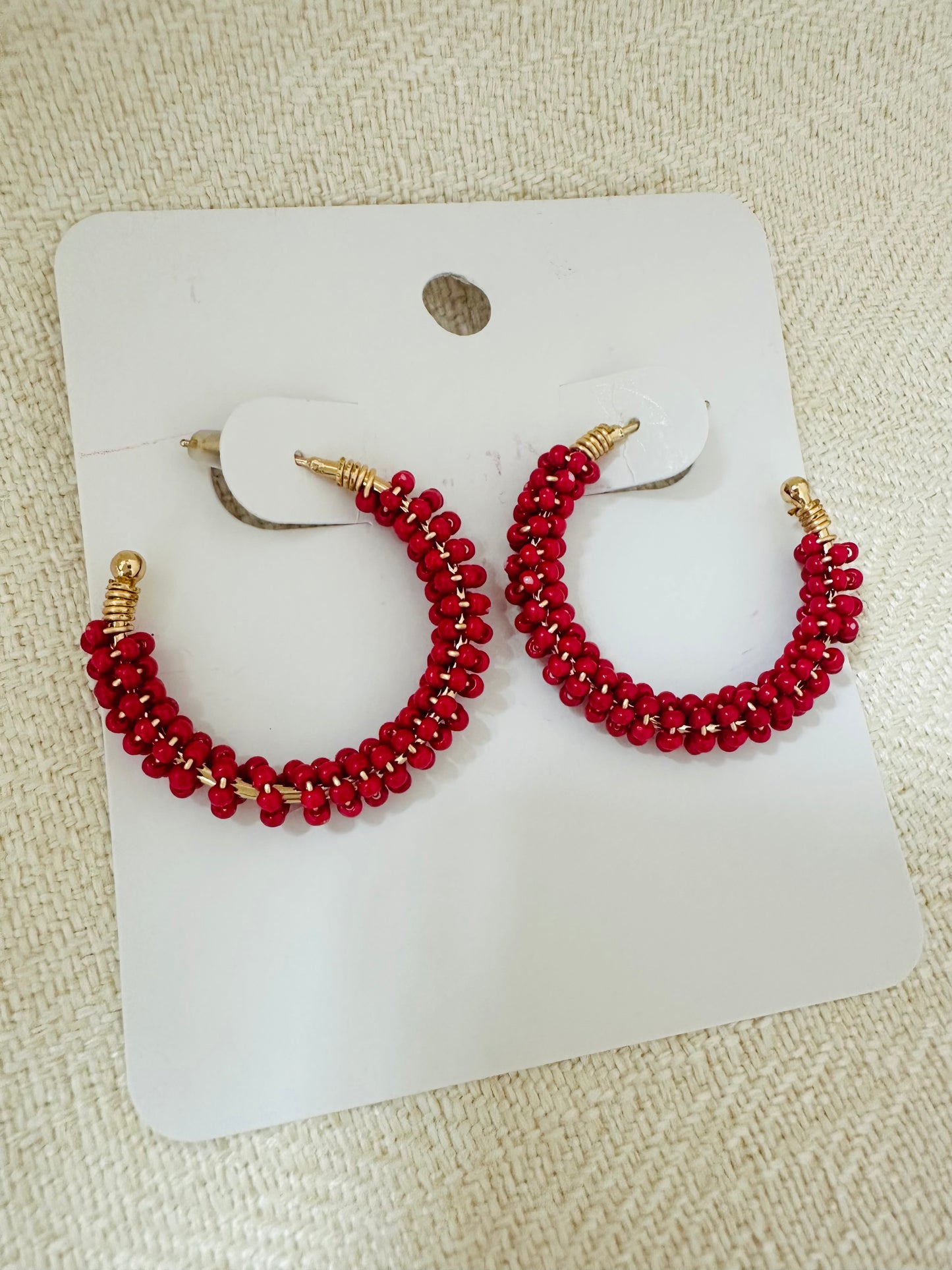 Medium Magenta  Beaded Earrings