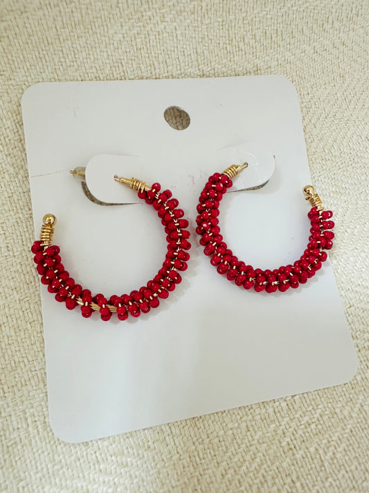 Medium Magenta  Beaded Earrings