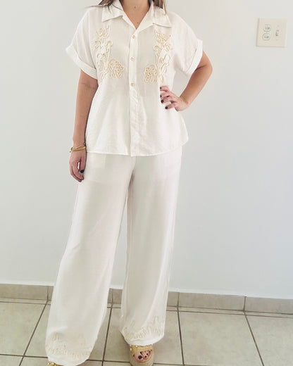 White Cream Embroidery Set
