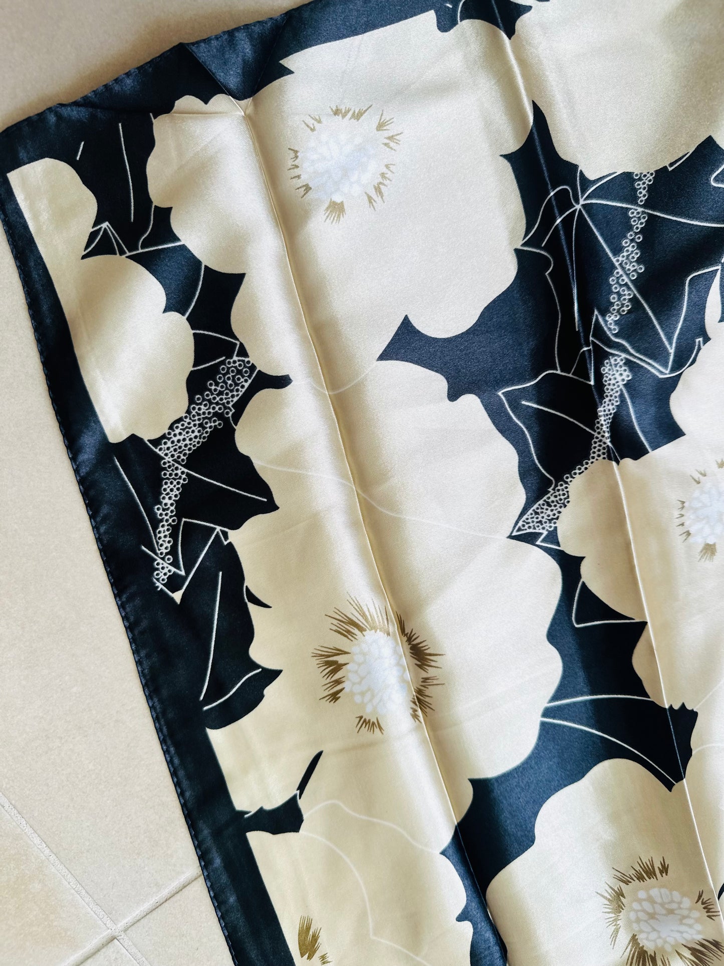 Ivory Bloom Silk Scarf