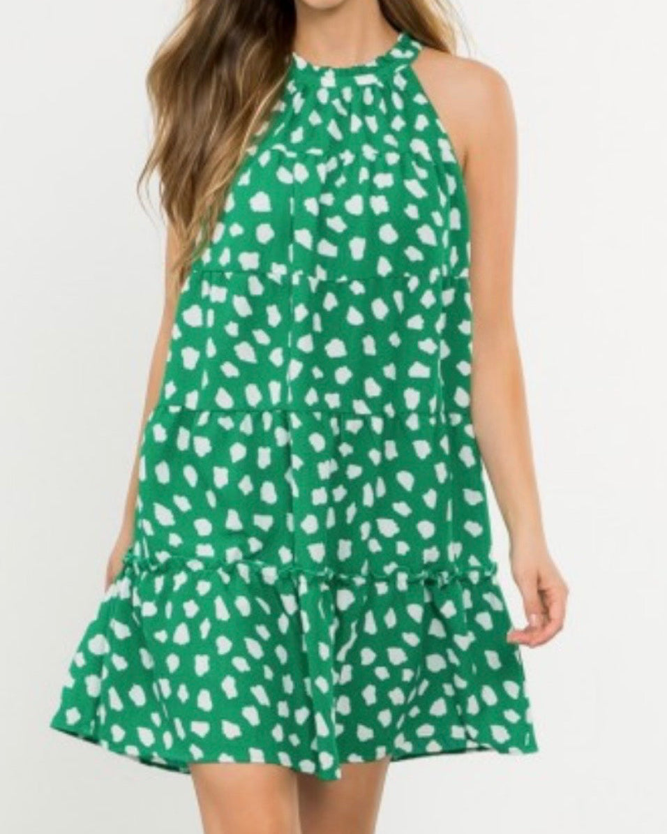 Green Halter Tiered Dress PLUS size