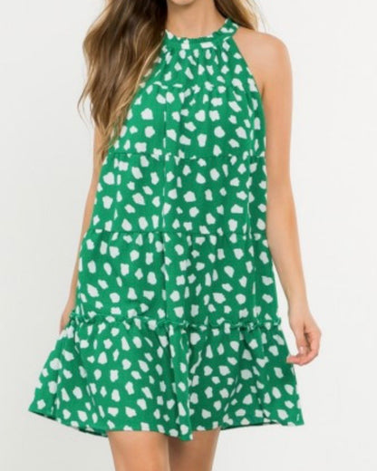 Green Halter Tiered Dress PLUS size