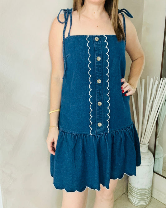 Scallop Denim Dress