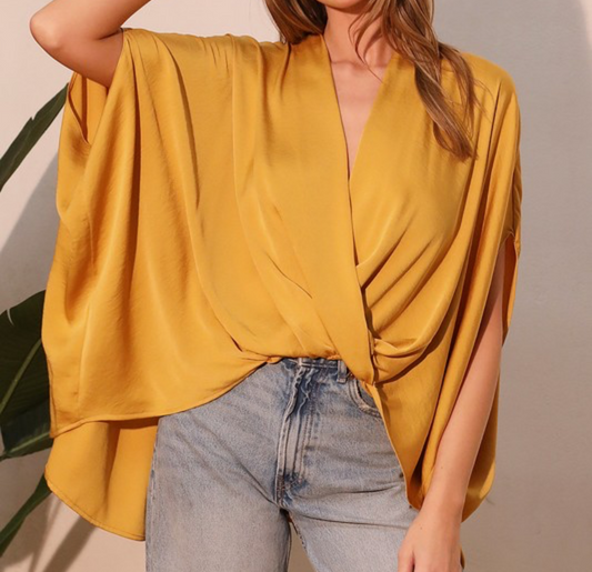 Mustard Satin oversized Caftan Top