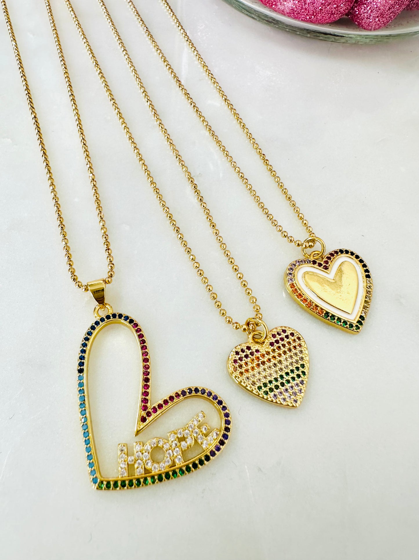 Colorful Micro Pave charm Necklace