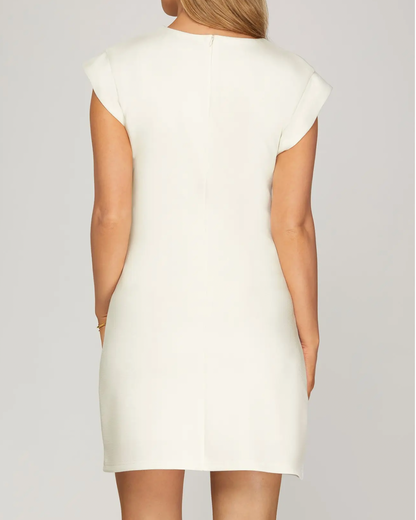 Off white Gold Button  Dress
