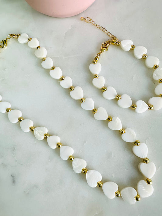 HeartNacar necklace+Bracelet Set