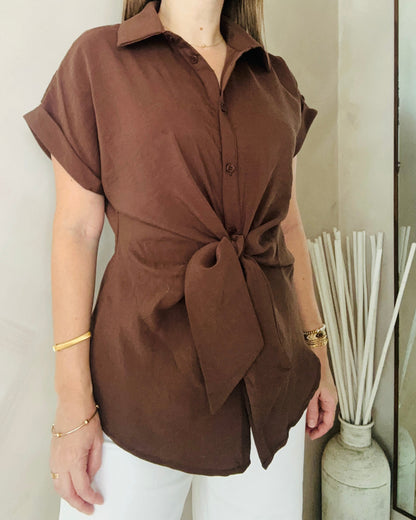 Cocoa Tie-Front Top