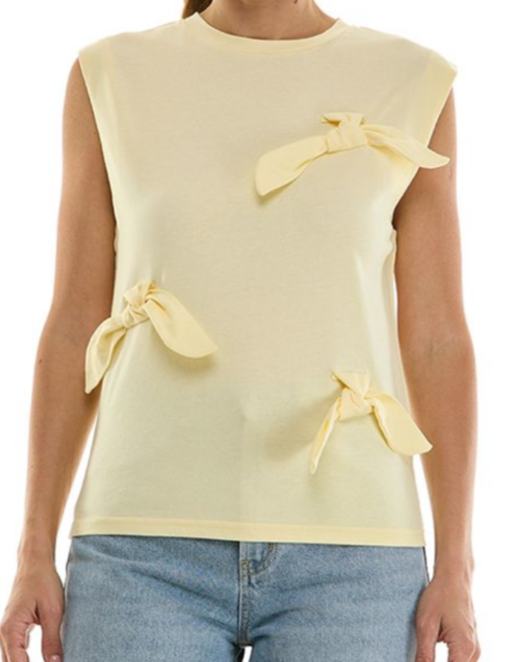 Butter Yellow Bow Muscles Tank Top