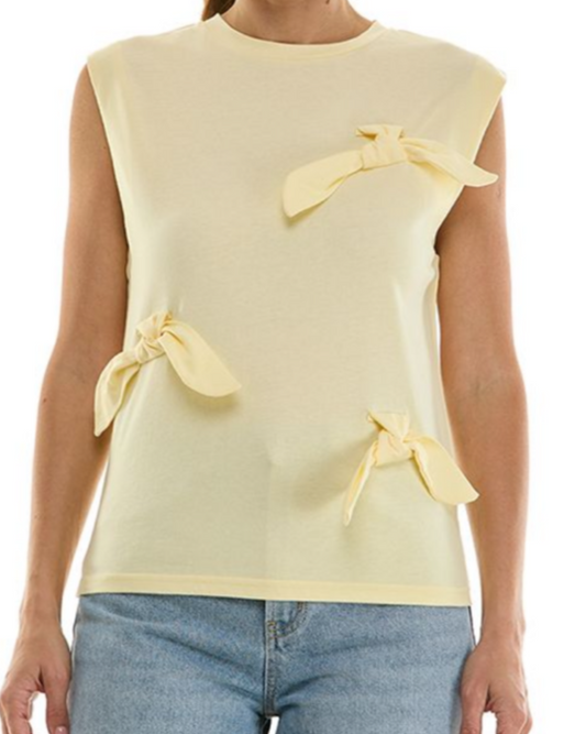 Butter Yellow Bow Muscles Tank Top