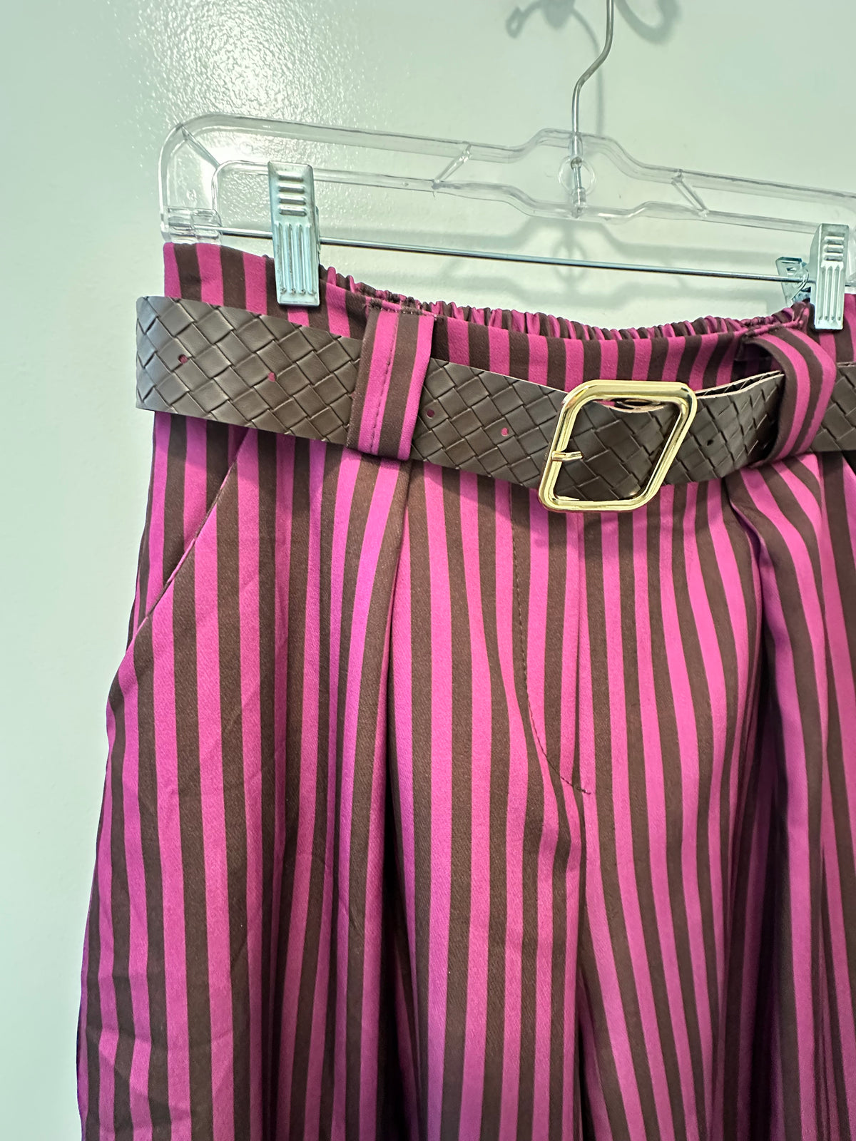 STRIPES BROWN/FUSHIA BARREL PANTS