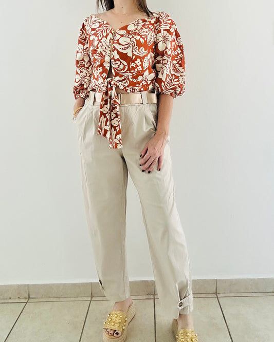 Cream Ankle lengthItaly Pants