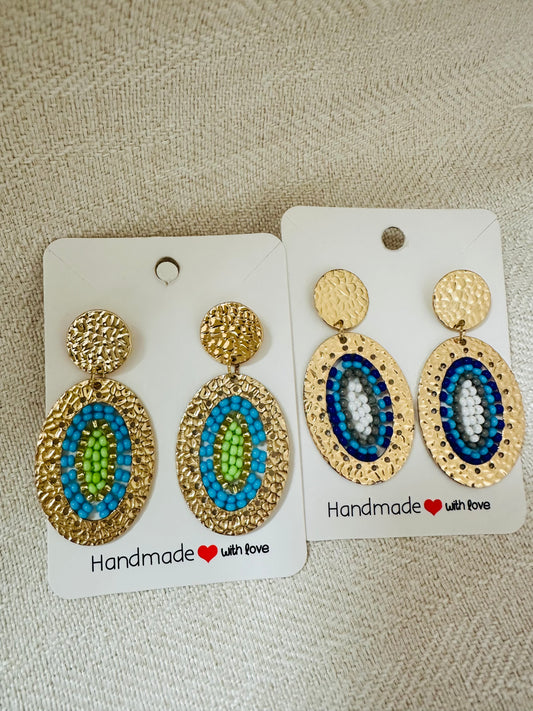 Oval  Beaded Earrings