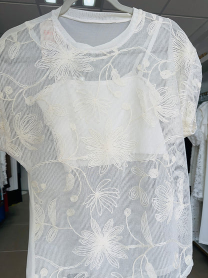 Ivory Sheer Embroidery Top