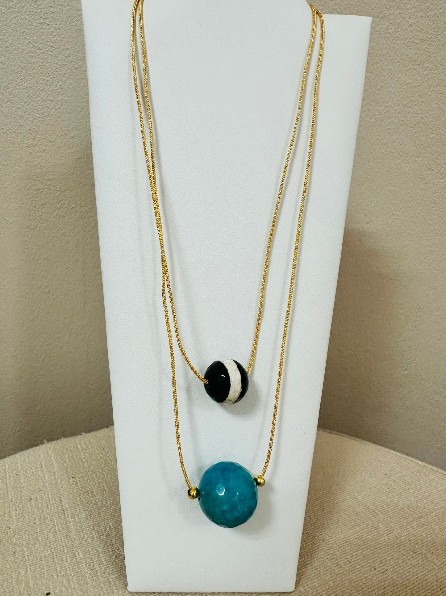 Metallic Gold Cord/ Ball Necklace