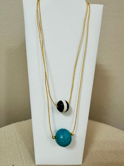 Metallic Gold Cord/ Ball Necklace