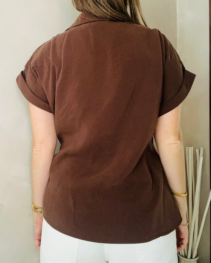 Cocoa Tie-Front Top