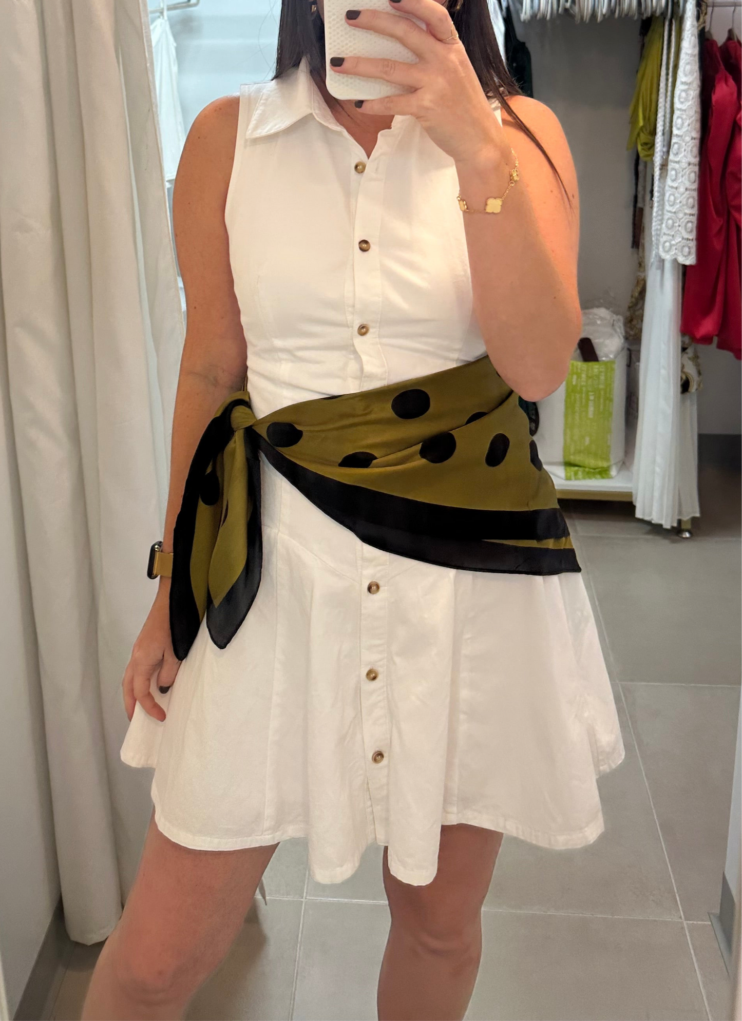 Olive Green Polka Dots Scarf