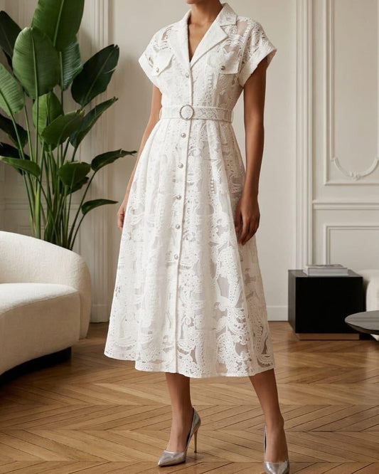 White Lace Sheer Maxi Dress