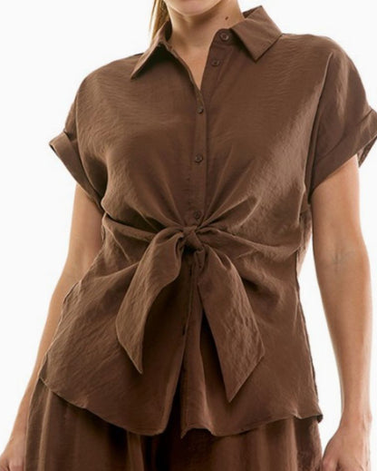 Cocoa Tie-Front Top