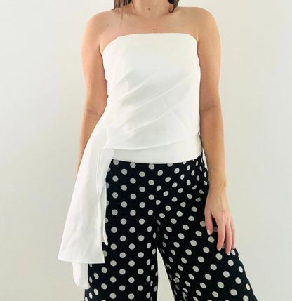 Drapped Satin  White Tube Top