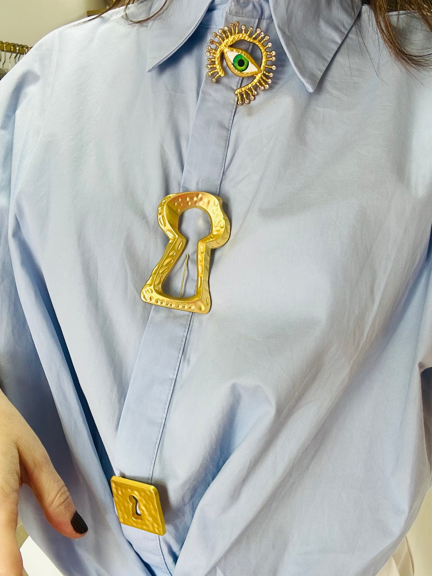 Blue Fashion Pins Top