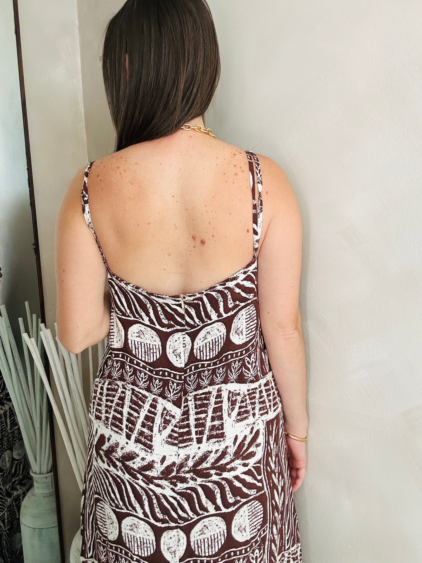 Brown print Maxi dress