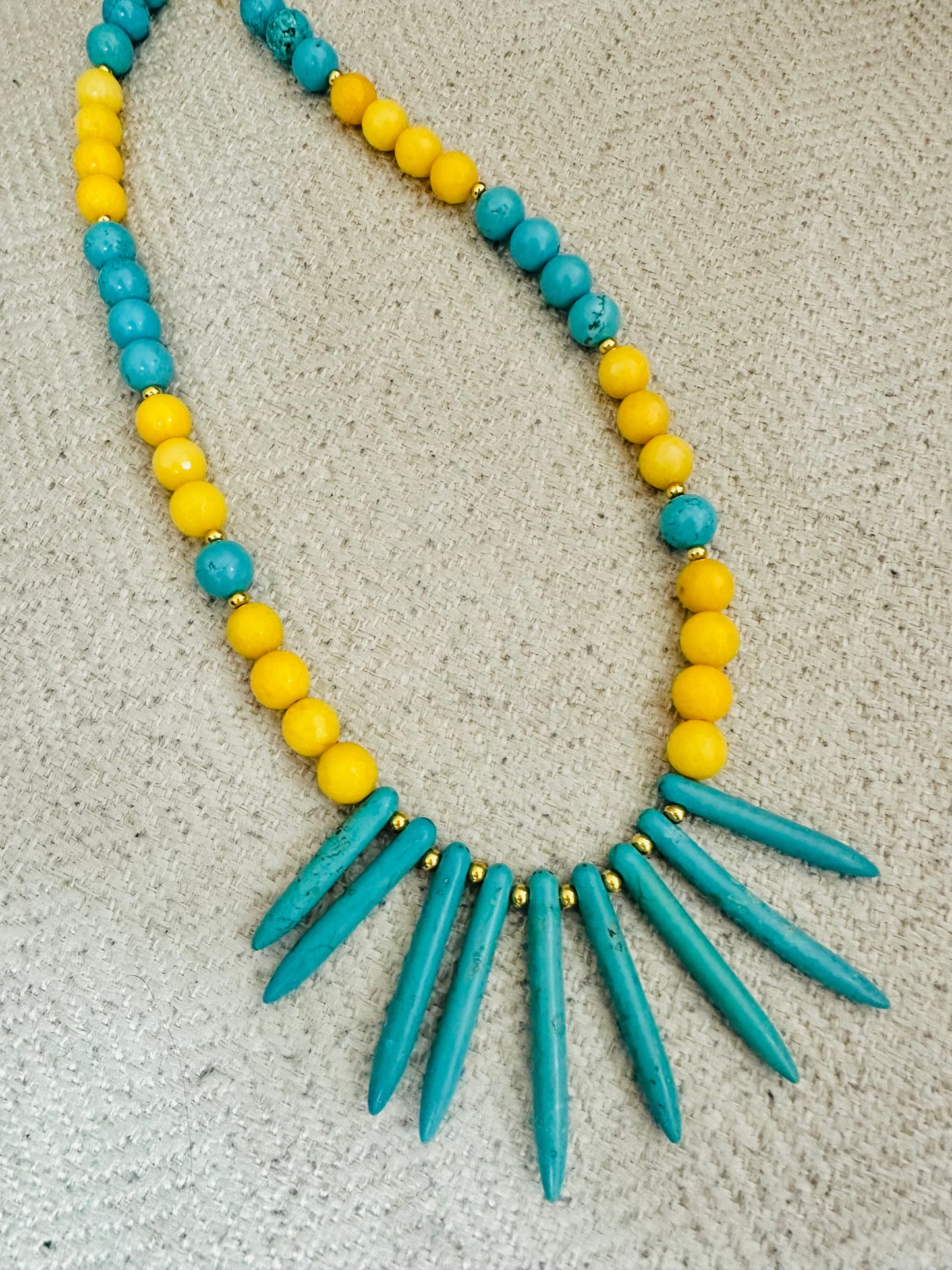 Spikes Yellow/ Turquoise Necklace