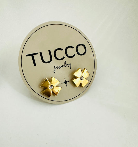 Tucco Gold  Cross Stud Earrings