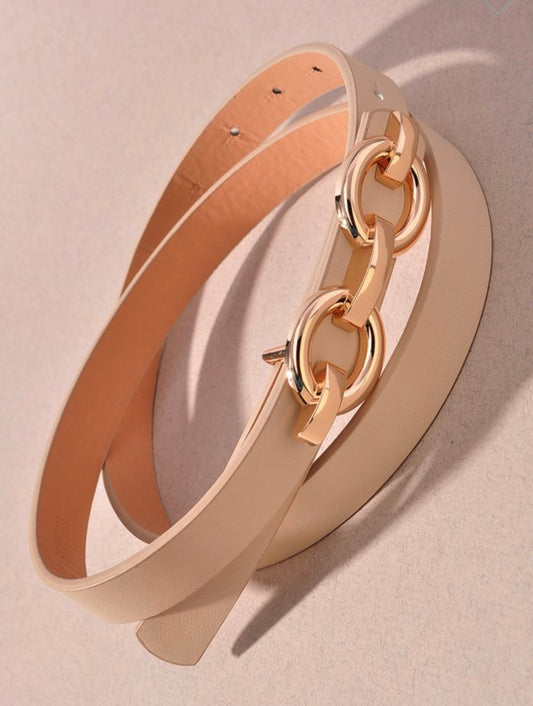 Beige skinny belt