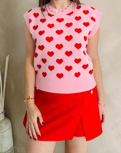 Pink /Red Heart Sweater Top