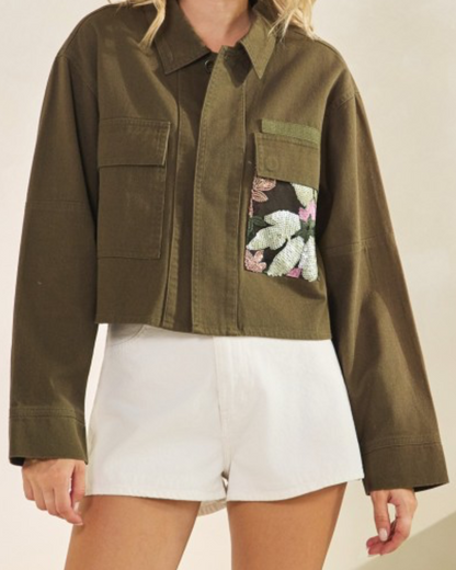 OLIVE-SEQUIN JACKET (pre- order now! Arrive 14/sept) (Copy)